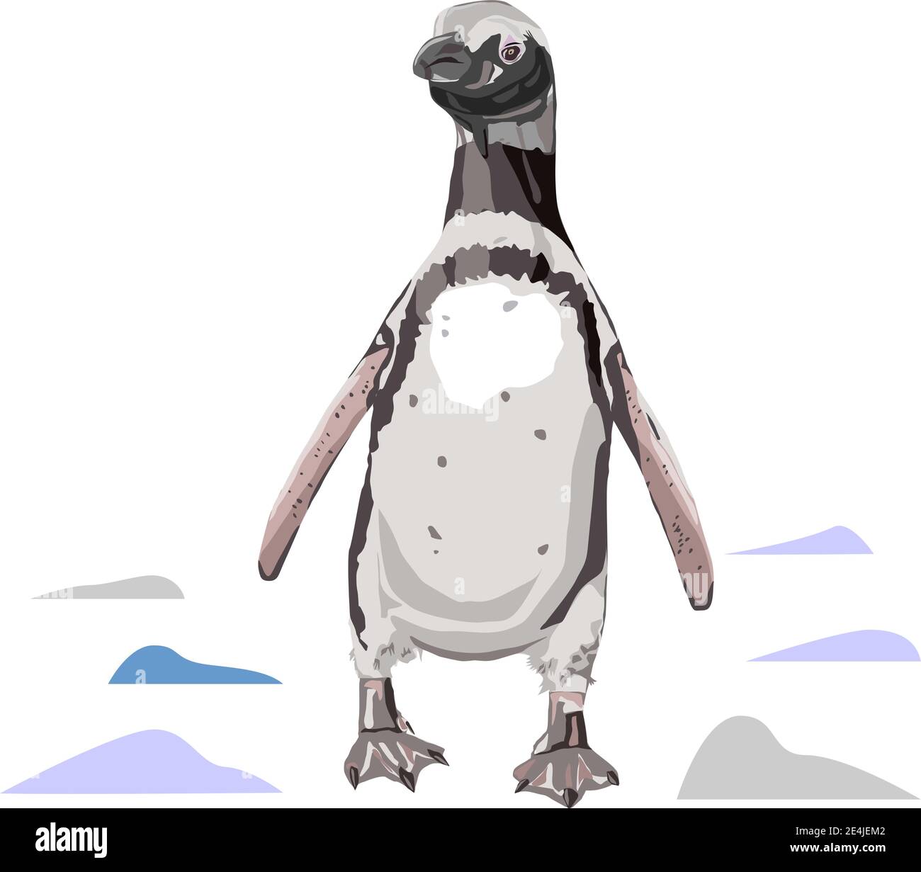 Magellanic Pinguin. Wildes Tier. Handgezeichnete Skizze auf weißem Hintergrund Vektorgrafik. Stock Vektor