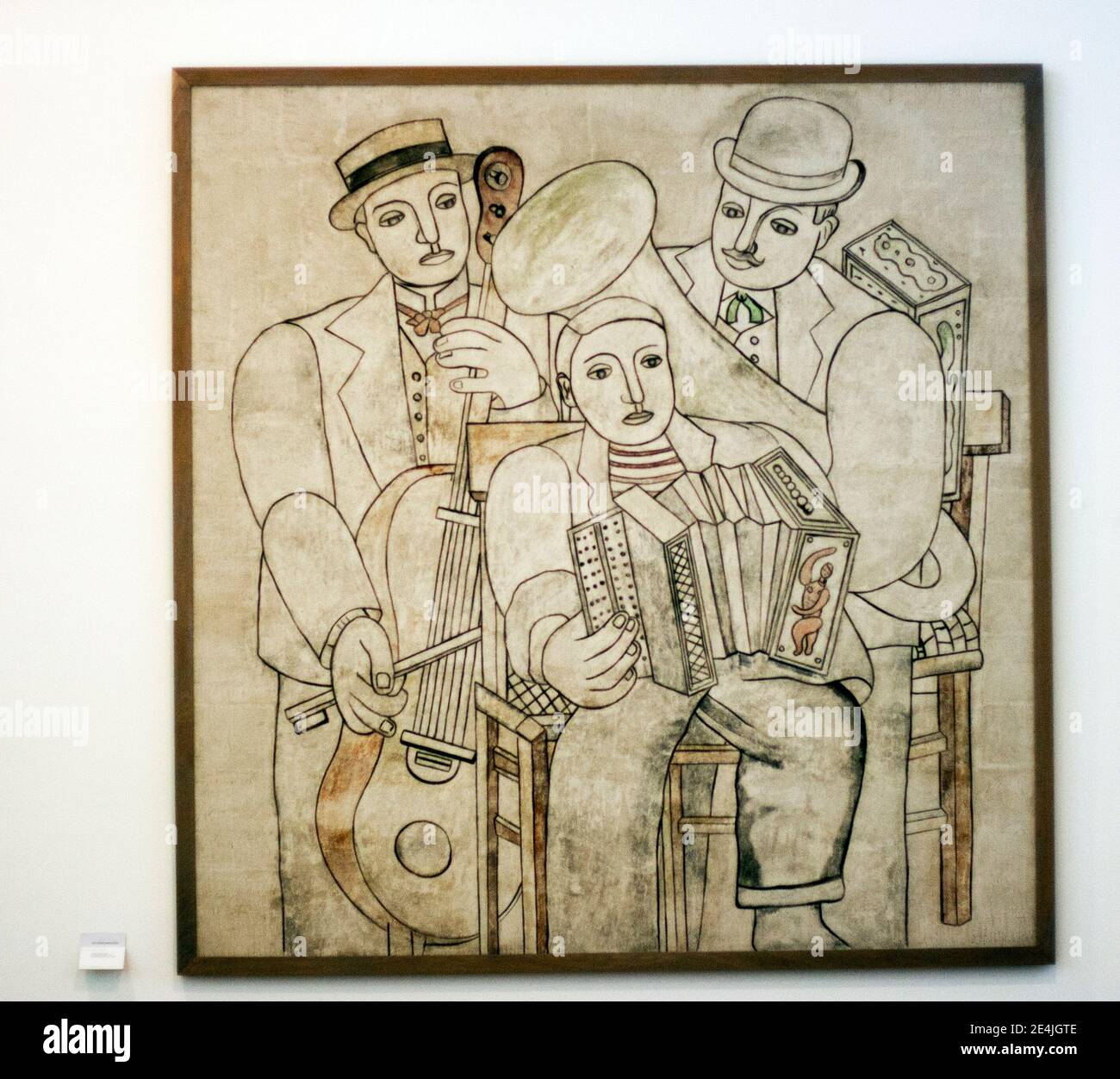 Fernand Leger National Museum. Fernand Leger Les trois Musiker, die drei Musiker. Akkordeon, Tuba, Cello. Malen. Stockfoto