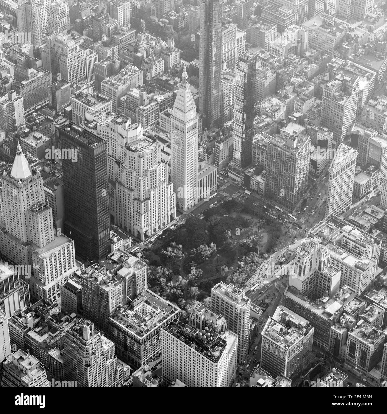 USA, New York, New York City, Madison Square Park, High-Angle-Ansicht, sw Stockfoto