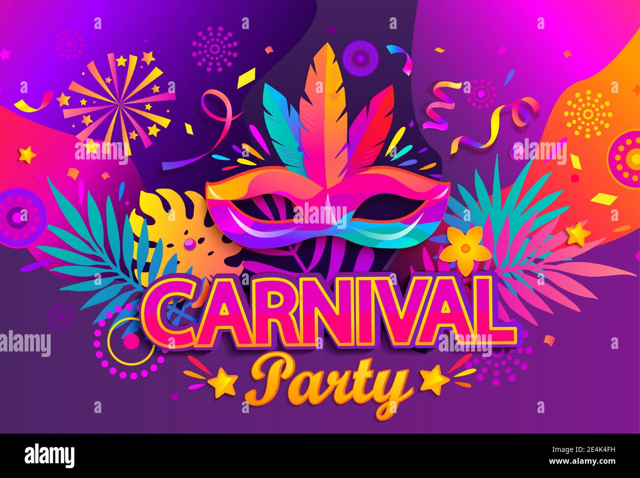 Karneval Party Banner, Einladungskarte. Stock Vektor