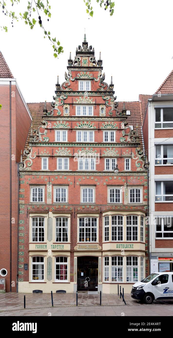 Kontorhaus Suding &amp; Soeken, Norddeutsches Giebelhaus, Weser Renaissance, Bremen, Deutschland Stockfoto