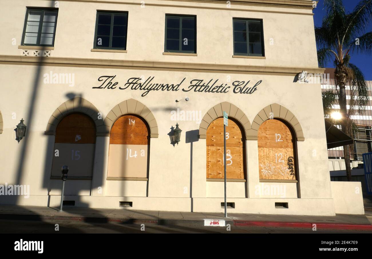Los Angeles, Kalifornien, USA 20. Januar 2021 EINE allgemeine Sicht der Atmosphäre des Hollywood Athletic Club, dessen Mitglieder Charlie Chaplin, Errol Flynn, John Wayne, Walt Disney, Cecil B. DeMille, Cornel Wilde, Humphrey Bogart, Clark Gable, Howard Hughes, Joan Crawford, Rudolph Valentino, Mae West und viele mehr, Das Hotel befindet sich am 6525. Januar 2021 in Los Angeles, Kalifornien, USA, am 20 Sunset Blvd. Foto von Barry King/Alamy Stockfoto Stockfoto
