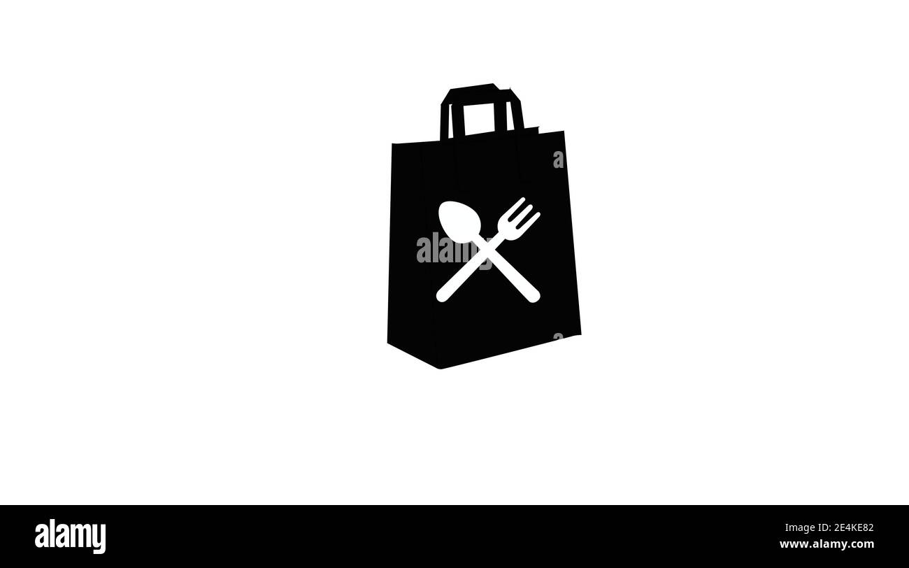 Vektor isoliert Schwarz und Weiß Take Away Bag Symbol oder Zeichen Stock Vektor