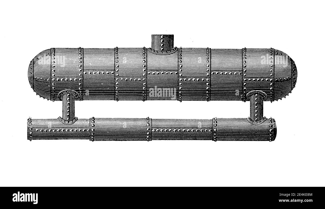 Dampfkessel für den industriellen Einsatz, Gravur aus dem 19. Jahrhundert Stockfoto