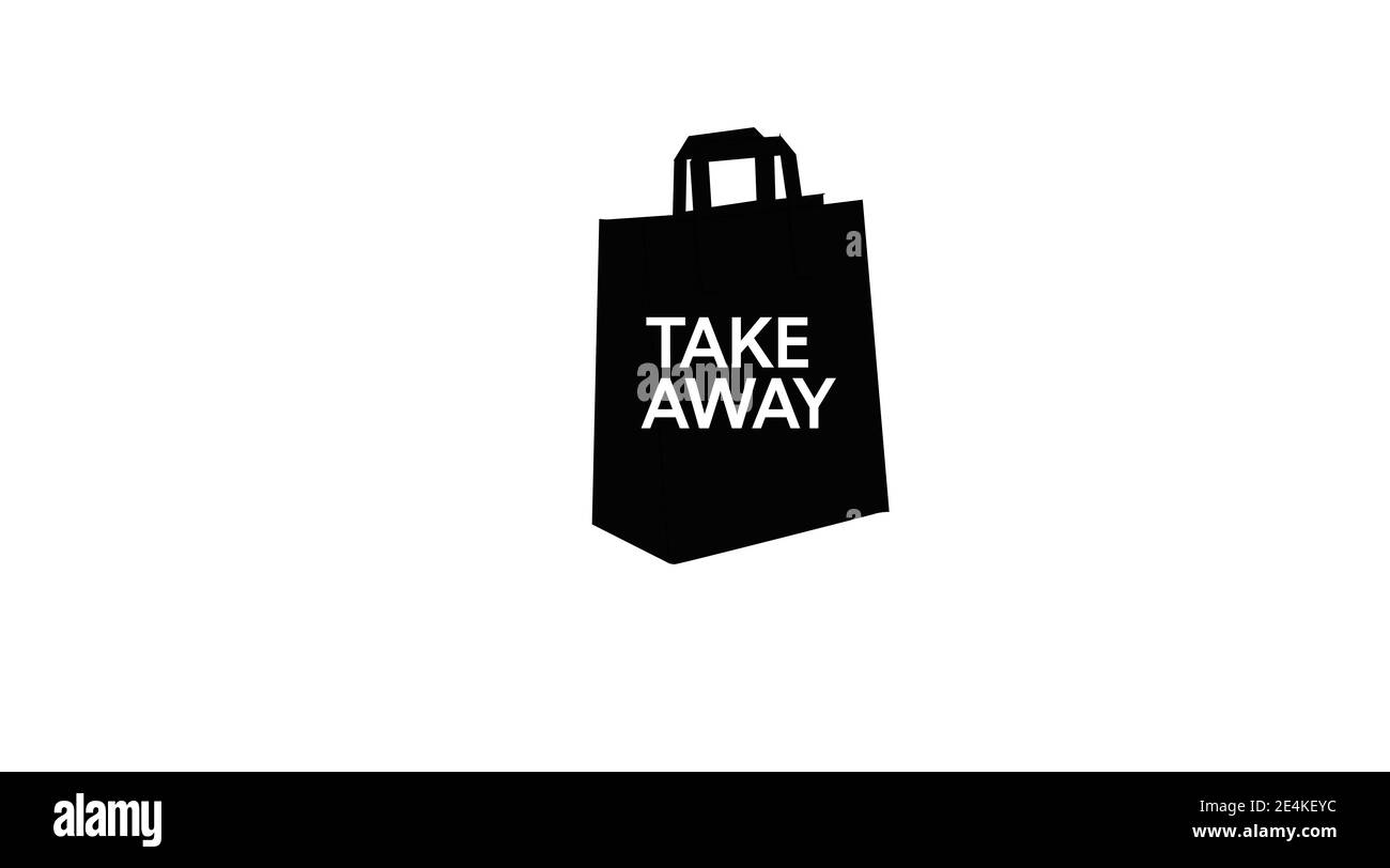 Vektor isoliert Schwarz und Weiß Take Away Bag Symbol oder Zeichen Stock Vektor