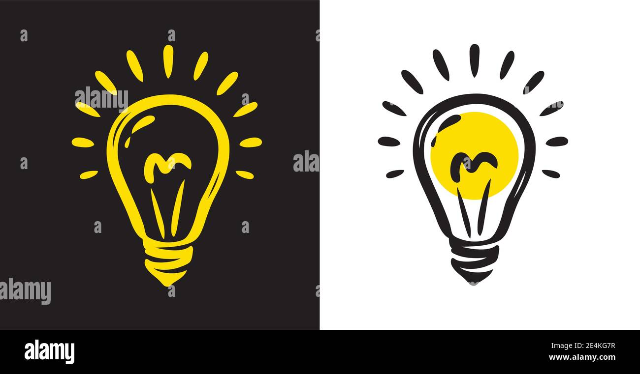 Glühbirne Licht Idee. Handgezeichnetes Symbol für Doodle Stock Vektor