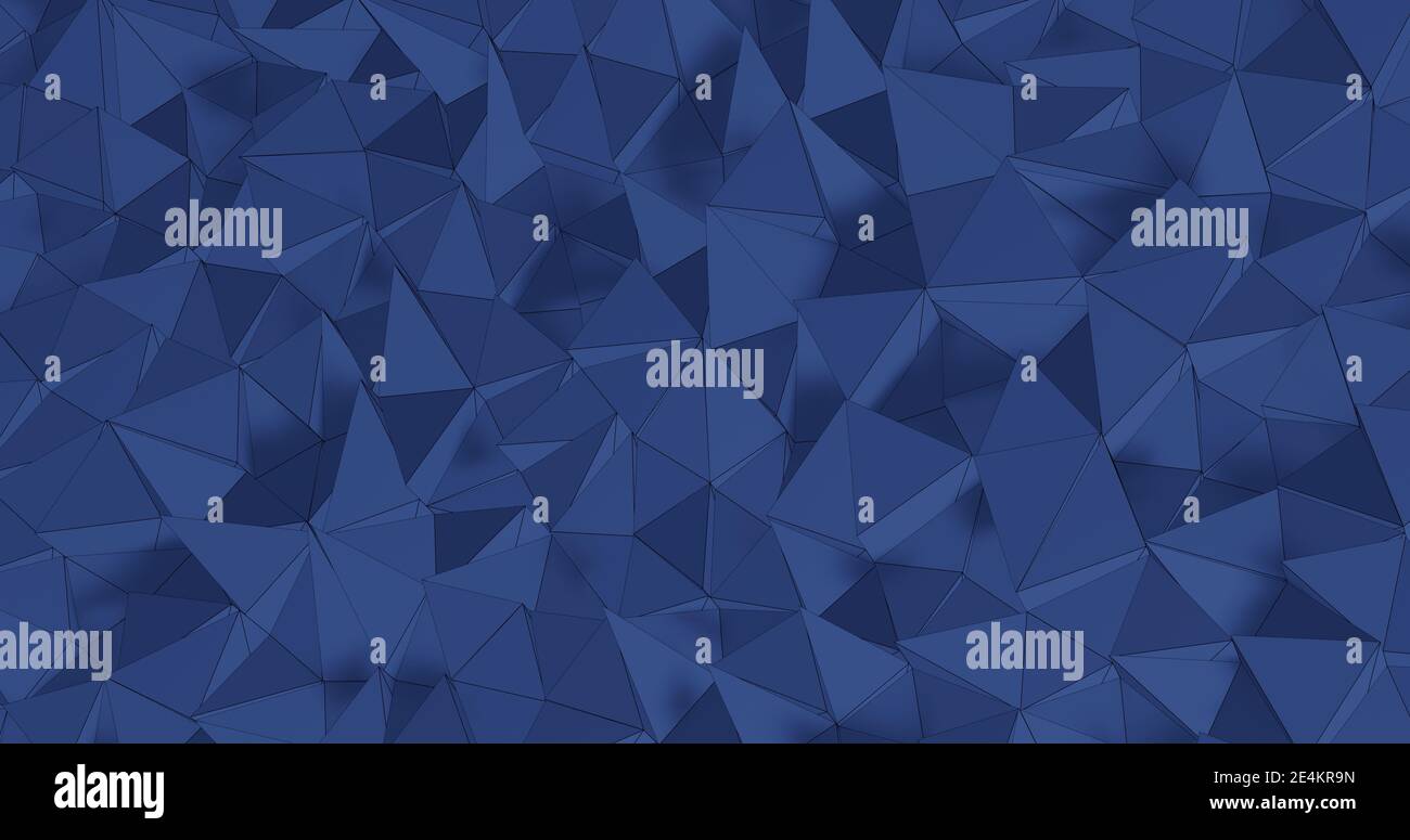 Blauer dreieckiger Kristall abstrakter Hintergrund für Präsentationsgestaltung. 3d-Illustration, 3d-Rendering Stockfoto