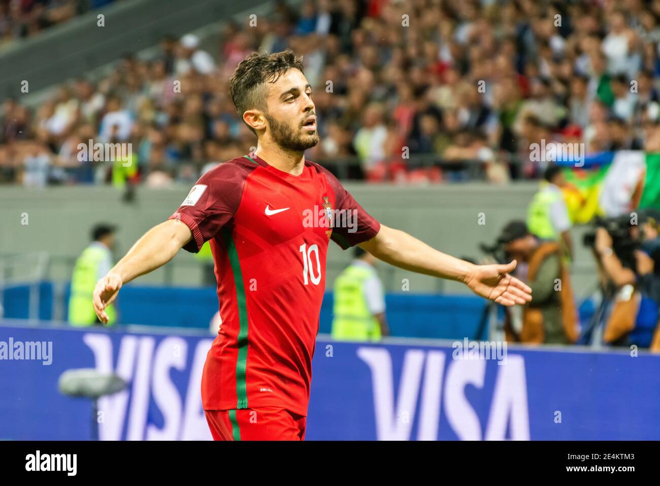 Kasan, Russland – 28. Juni 2017. Die portugiesische Fußballnationalmannschaft Mittelfeldspieler Bernardo Silva während des FIFA Confederations Cup Halbfinale Portugal gegen Chile. Stockfoto