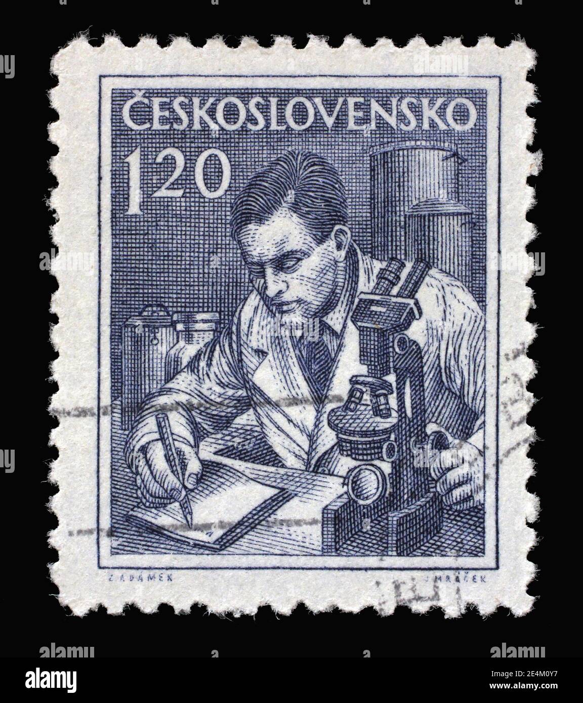 Stempel gedruckt in der Tschechoslowakei zeigt Wissenschaftler, Berufen Serie, um 1954 Stockfoto