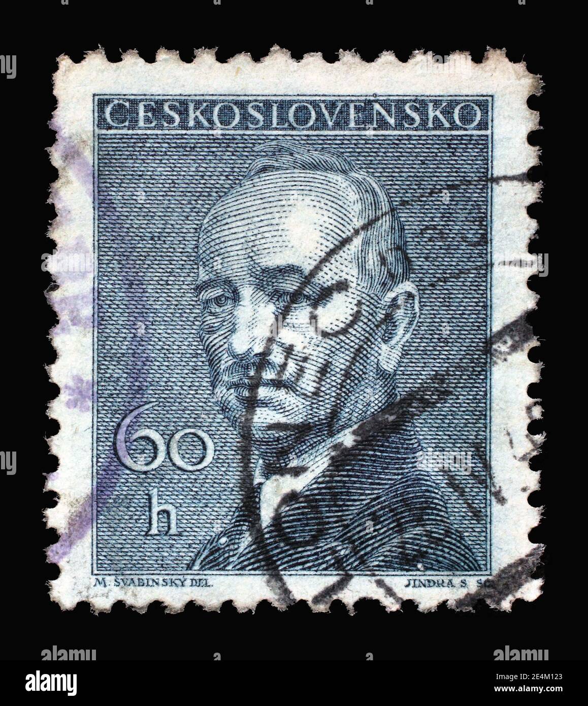 Die in der Tschechoslowakei gedruckte Briefmarke zeigt Präsident Eduard Benes, um 1946 Stockfoto