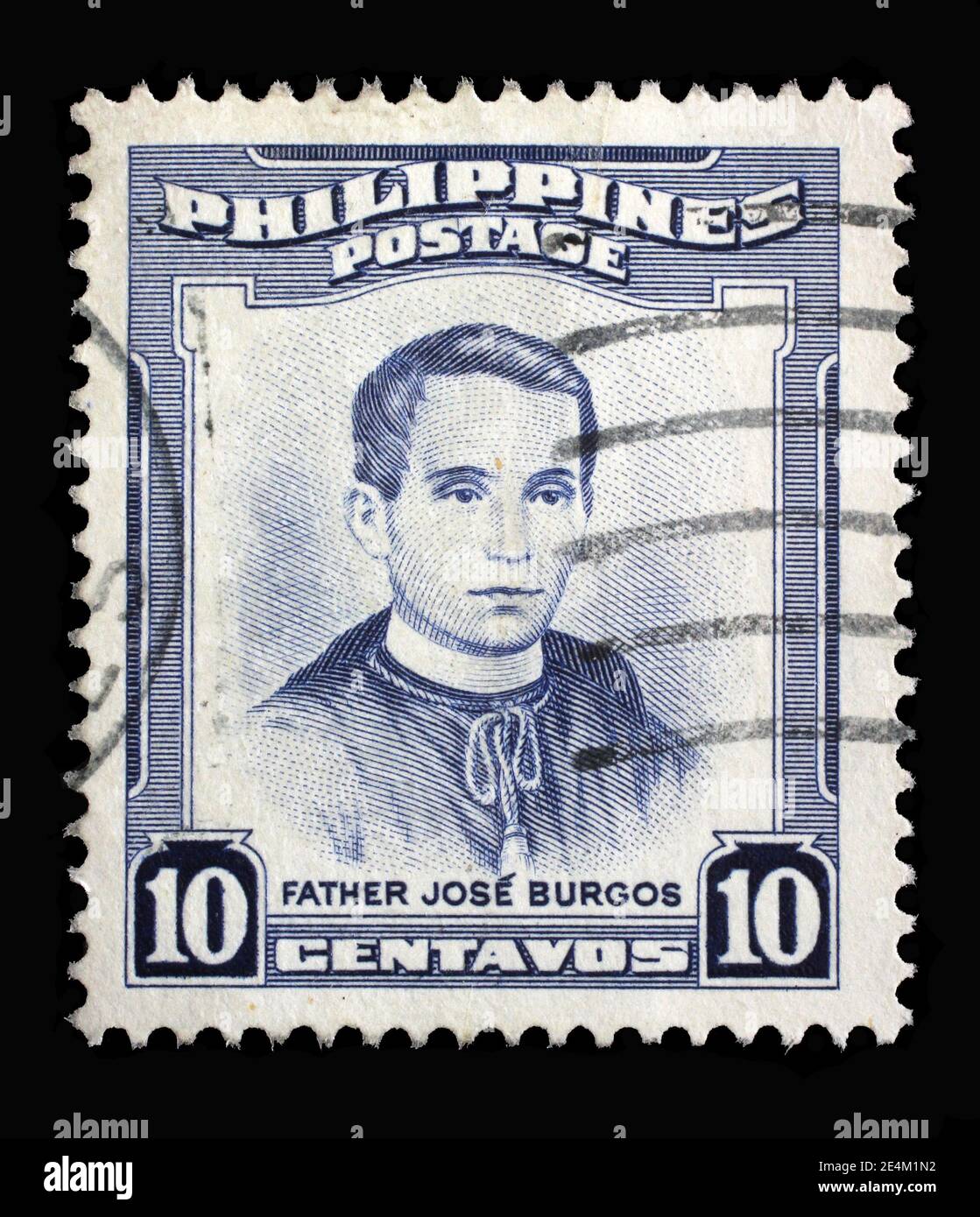 Briefmarke gedruckt auf den Philippinen zeigt Porträt von Jose Burgos (1837-1872) Priester und Philosoph, Personalities Serie, um 1955 Stockfoto