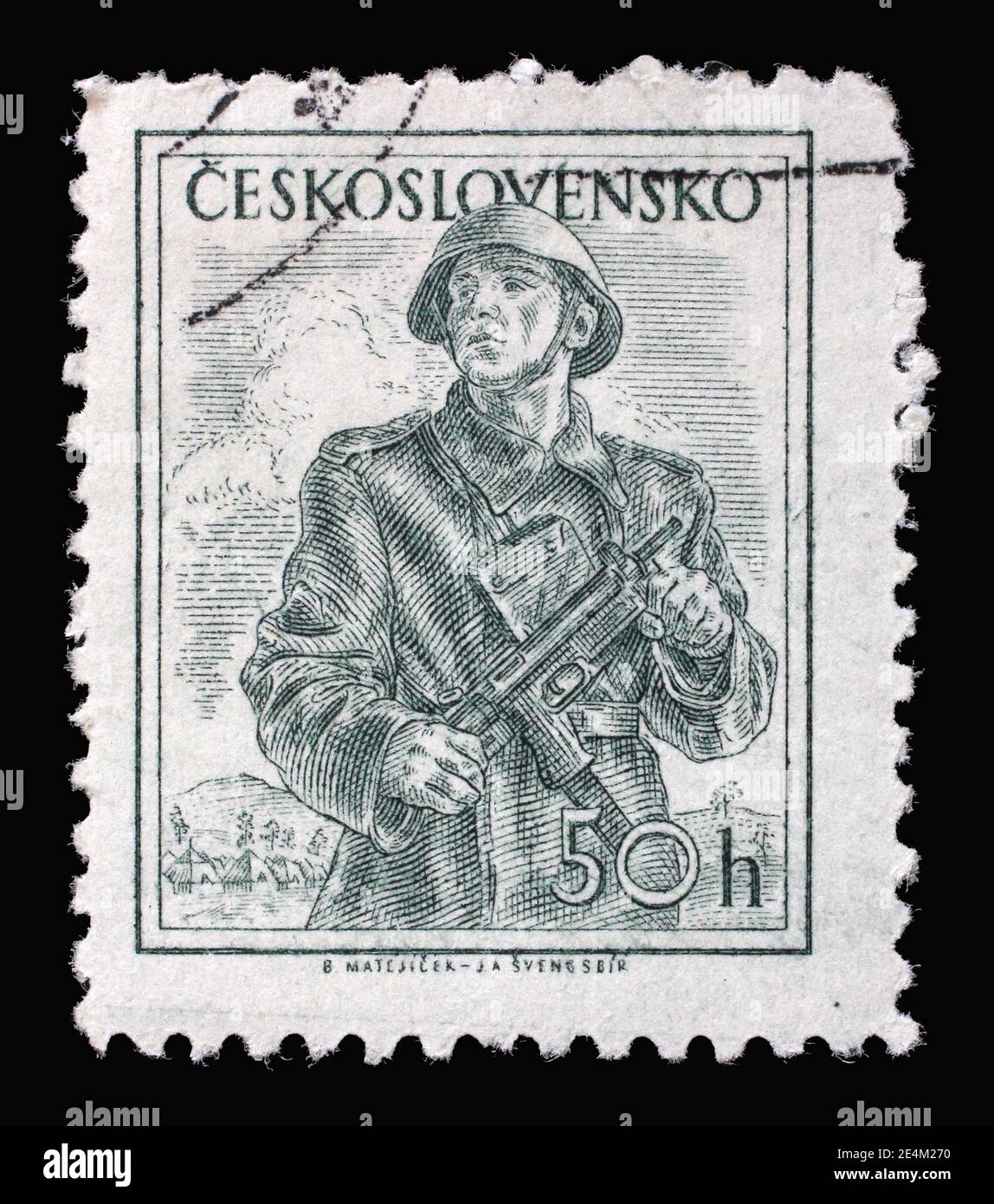 Stempel gedruckt in der Tschechoslowakei zeigt Soldat, Berufen Serie, um 1954 Stockfoto