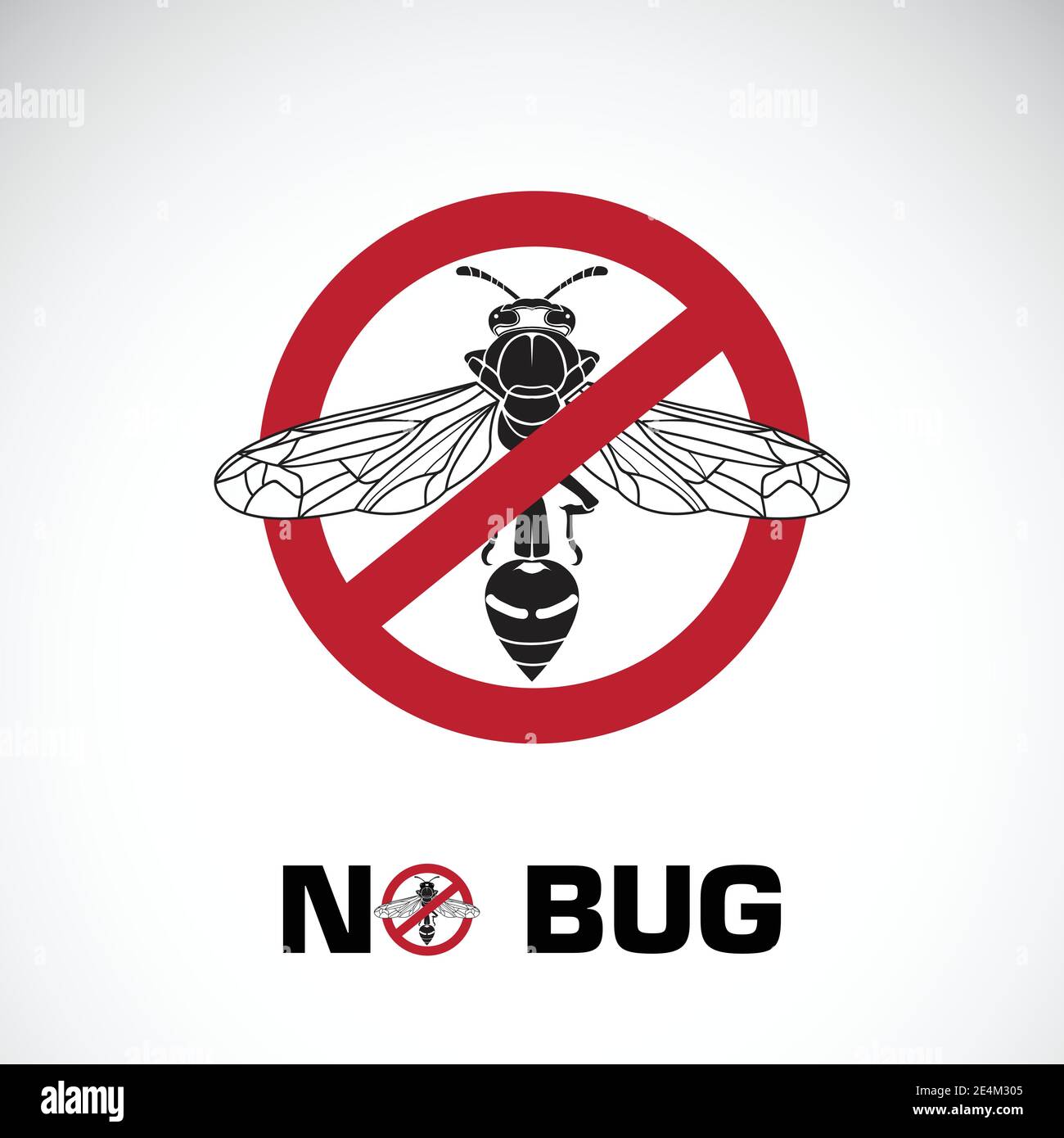 Vektor von Bug in roten Stoppschild auf weißem Hintergrund. Kein Bug. Insektenschutzschild. Tier. Leicht editierbare Vektorgrafik mit Ebenen. Stock Vektor