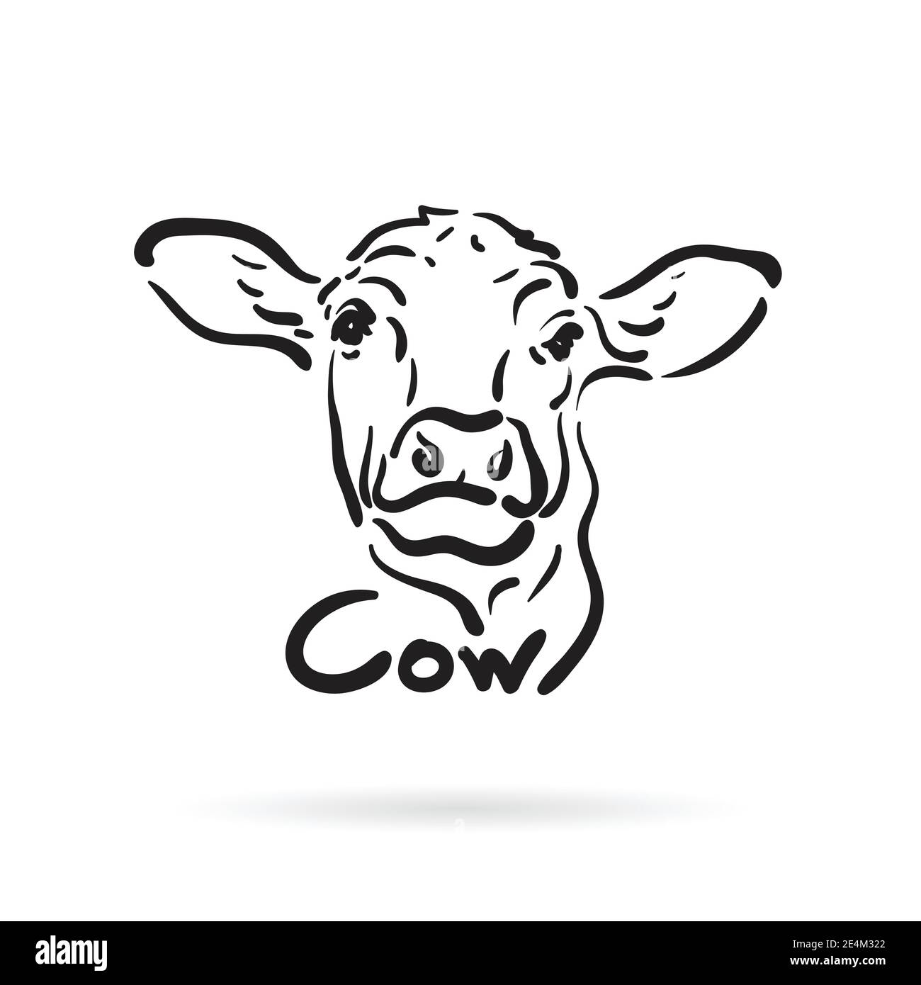 Vektor von Hand gezeichnete Kuh auf weißem Hintergrund. Nutztier. Stock Vektor