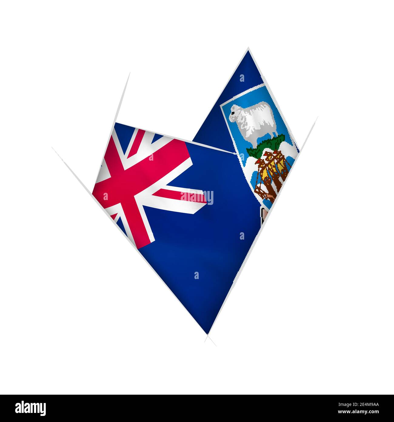 Skizziertes schiefes Herz mit Flagge der Falklandinseln Stock Vektor