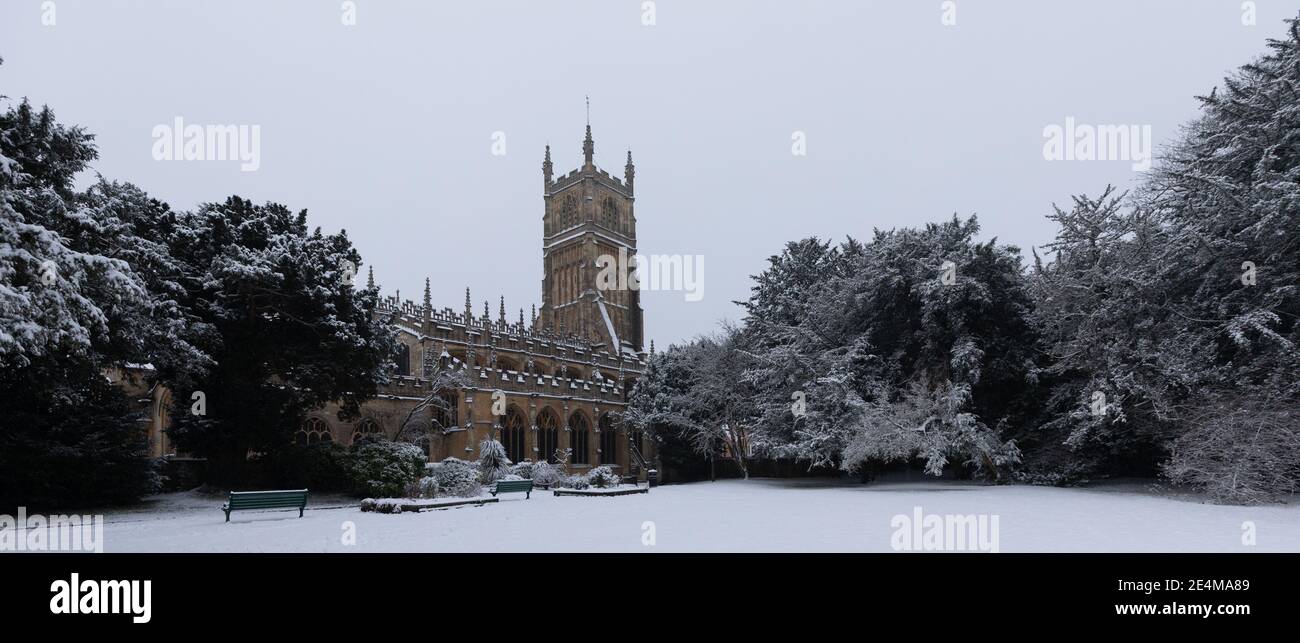 Cirencester Hauptstadt Der Cotswolds Im Römischen Britannien.Erster Schneefall Im Januar 2021 Stockfoto