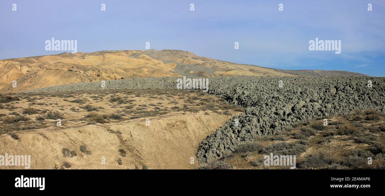 Aserbaidschan. Karadag Region. Ausbruch eines Schlammvulkans. Stockfoto