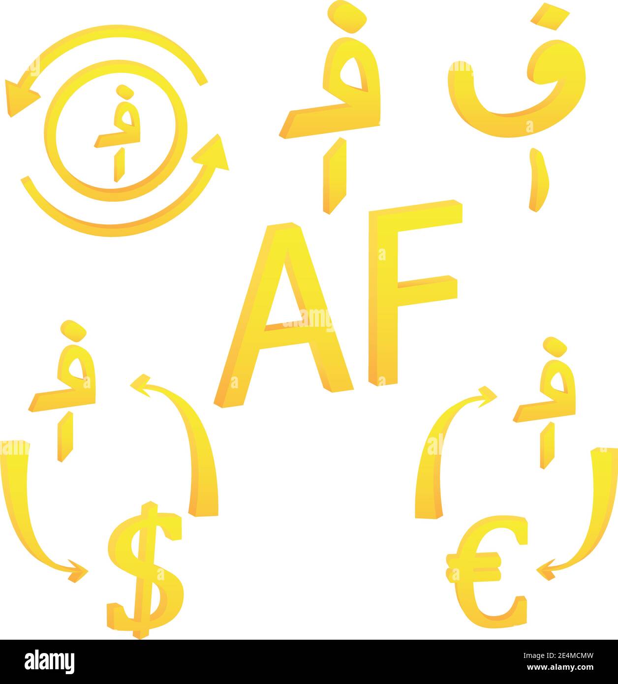 Afghanische Afghani von Afghanistan Währung Symbol Vektor-Illustration Stock Vektor