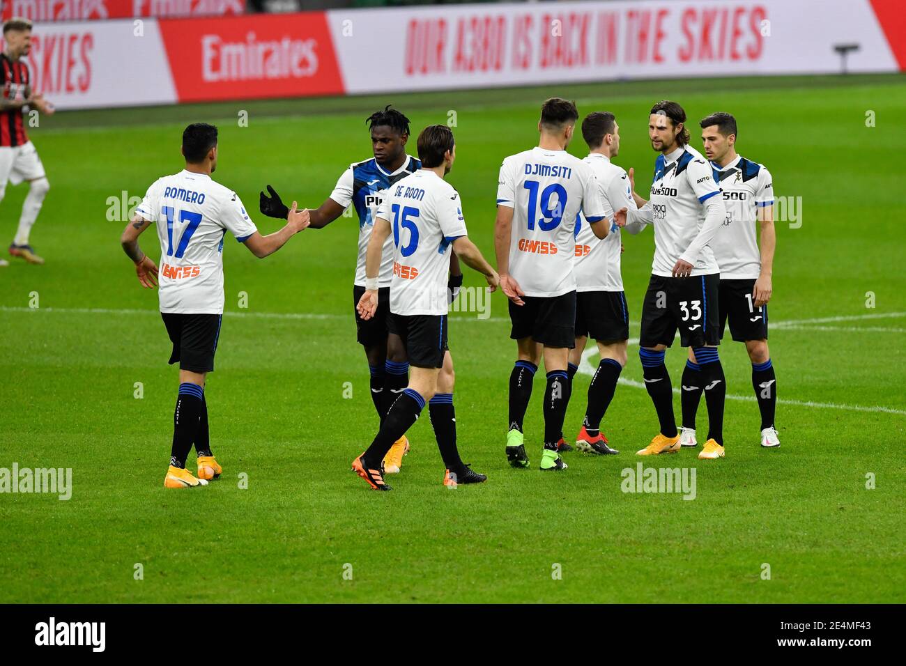 Mailand, Italien. Januar 2021. Die Spieler von Atalanta gesehen vor der Serie EIN Spiel zwischen AC Mailand und Atalanta in San Siro in Mailand. (Foto Kredit: Gonzales Foto/Alamy Live News Stockfoto