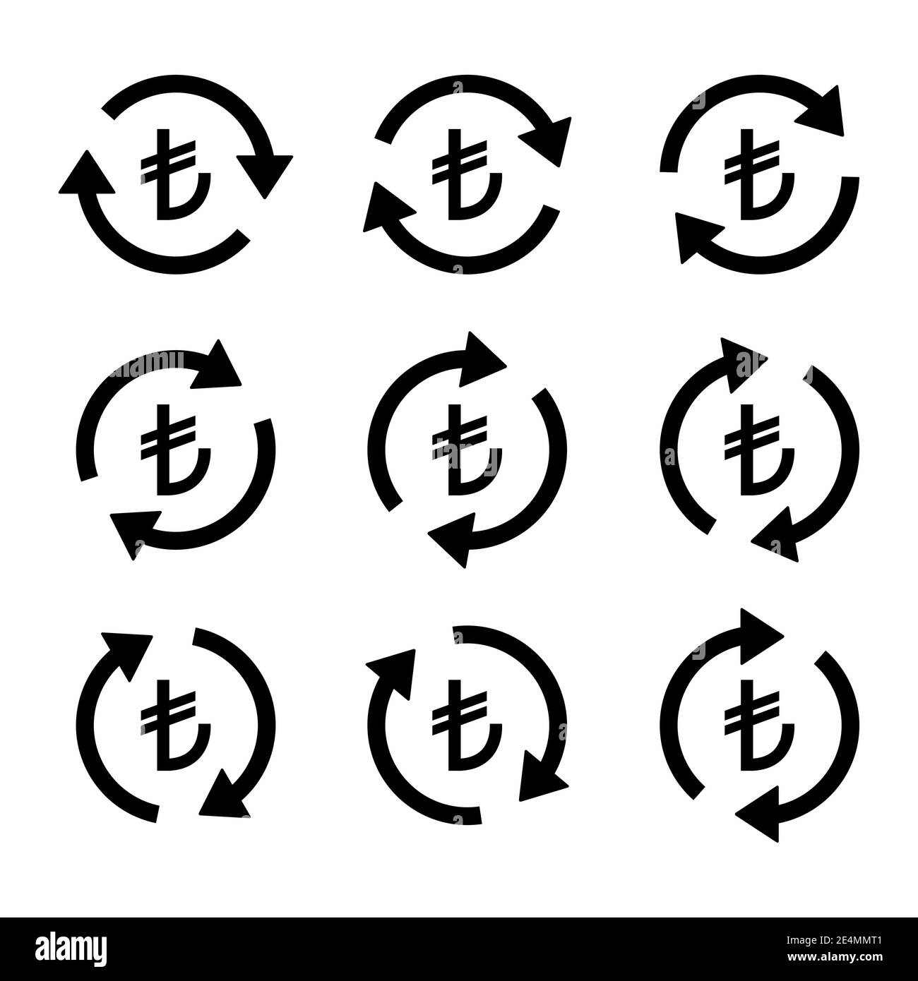 Satz von türkische Lira Geld Symbol, Sammlung von TL Business-Zeichen, Markt Wirtschaft Vektor Illustration . Stock Vektor