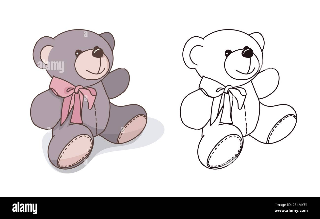 Vektor handgezeichnete Illustration eines niedlichen Teddybären. Geschenk Spielzeug für Valentinstag, Geburtstag, Weihnachten, Urlaub. Doodle. Stock Vektor