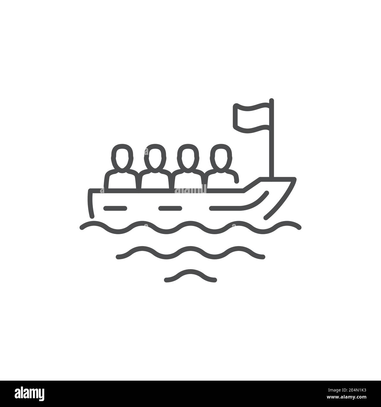 Bootstransport illegale Einwanderer Farbe Linie Symbol. Bearbeitbare Kontur. Stock Vektor