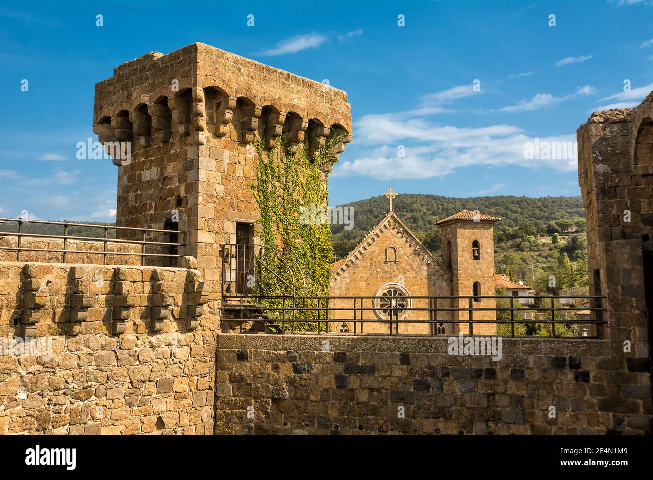 Detail des Turms der Burg von Bolsena, Latium, Italien Stockfoto