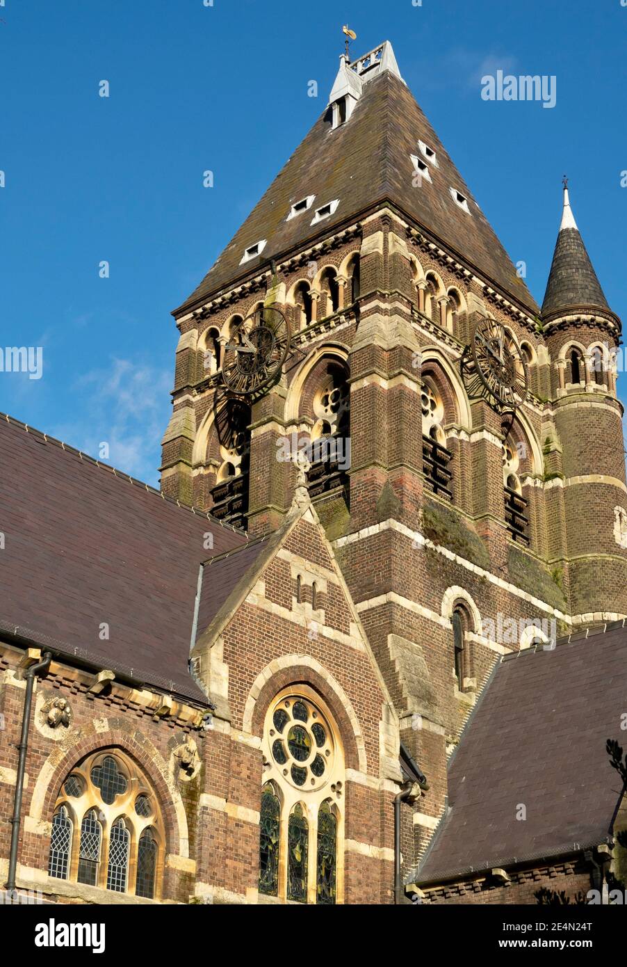 St. Stephens Church, Rosslyn Hill, Hampstead von Samuel Sanders Teulon im neugotischen Stil entworfen. Jetzt ein Gemeindezentrum London. Stockfoto