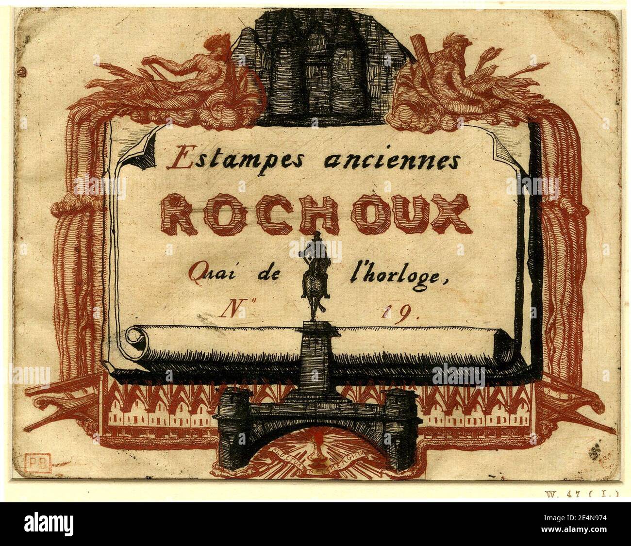 Meryon - Adresse de Rochoux, Marchand d'estampes, 1876,0510.305. Stockfoto
