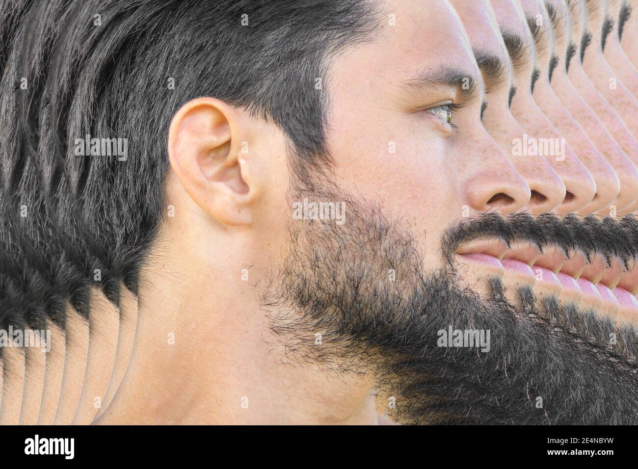 Optisch verzerrte Portait eines Mannes Stockfoto