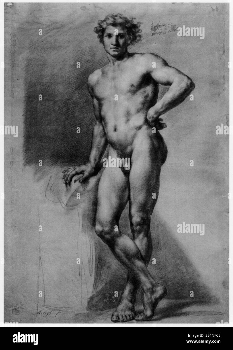 Mengs, frontal stehender männlicher Akt (ca. L 1778, S. Stockfoto