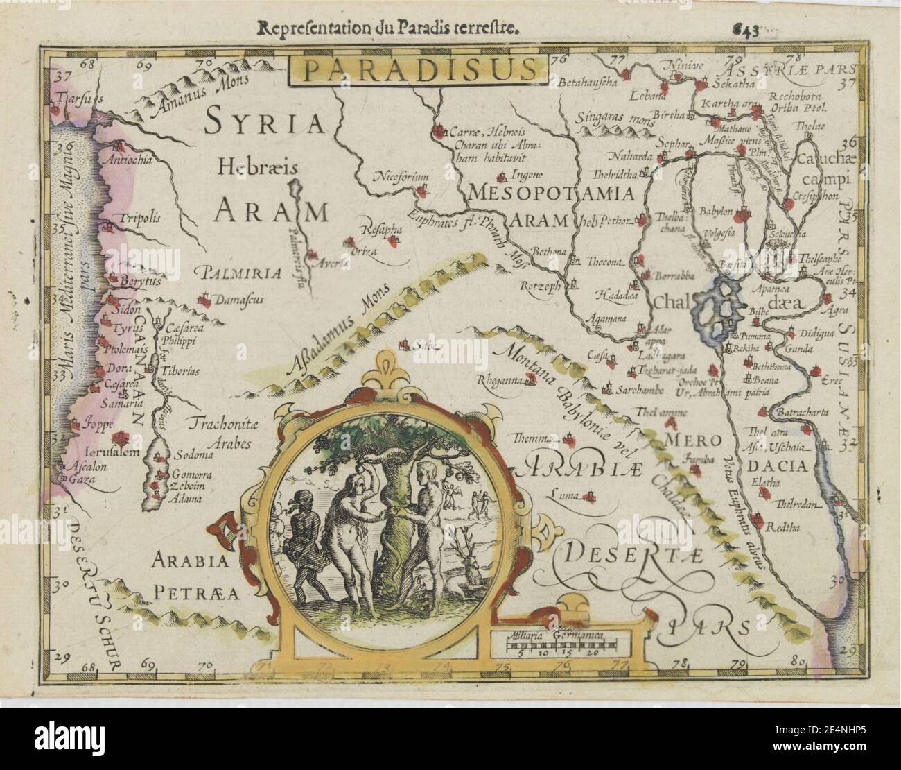 Mercator, Gerhard ; Jodocus Hondius. PARADISUS auf verso Text ITINERA