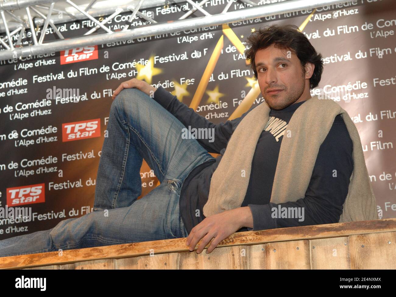 Schauspieler Bruno Salomone posiert während des 11. Internationalen Comedy Film Festivals in L' Alpe d'Huez, Frankreich am 15. Januar 2008. Foto von Christophe Guibbaud/ABACAPRESS.COM Stockfoto