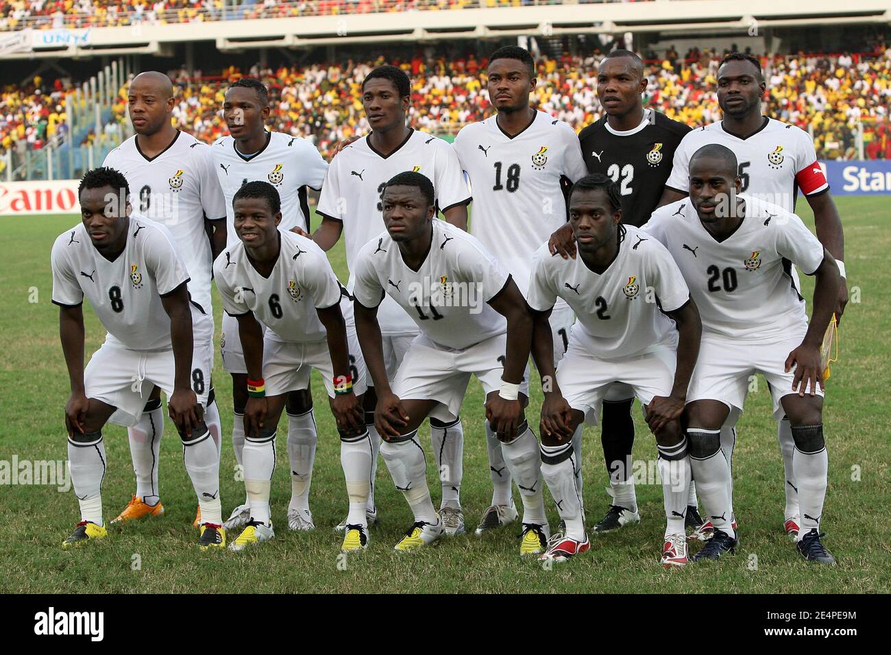 Ghana 'Eagles' Mannschaftsgruppe vor dem African Cup of Nations, Viertelfinale, Fußballspiel, Ghana gegen Nigeria in Accra, Ghana am 3. Februar 2008. Das Ghana gewann 2:1. Foto von Steeve McMay/Cameleon/ABACAPRESS.COM Stockfoto