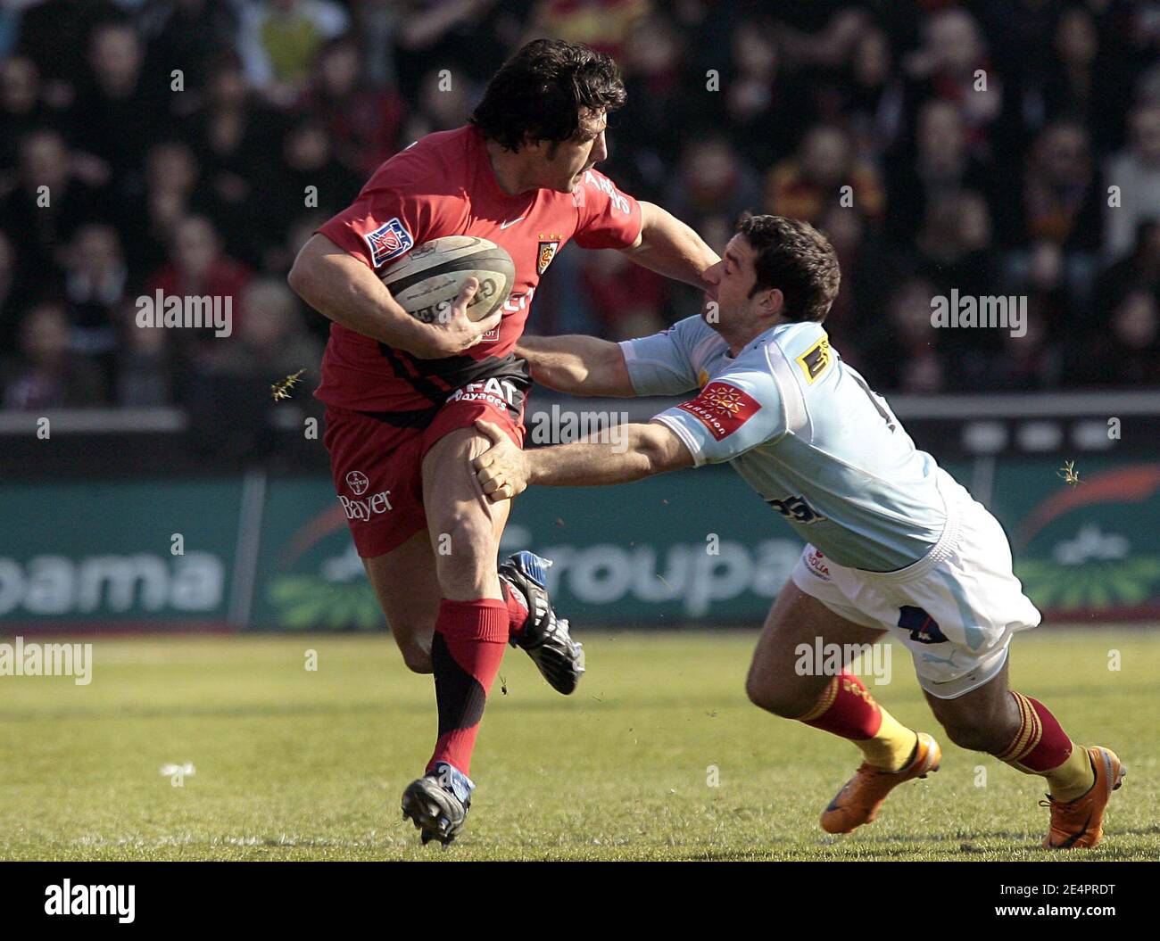 Toulouse's Byron Kelleher während der Französisch Top 14 Rugby Spiel, Toulouse gegen Perpignan im Ernest Wallon Stadium in Toulouse, Frankreich am 16. Februar 2008. Der Stade Toulousain gewann 41-15. Foto von Le Calife/Cameleon/ABACAPPRESS.COM Stockfoto