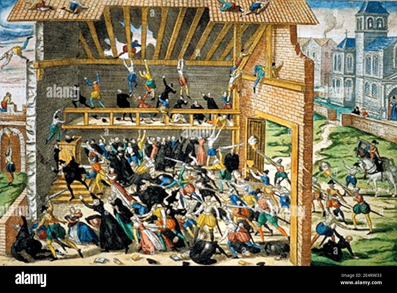Massacre de Vassy 1562 Druck von Hogenberg Ende des 16. Jahrhunderts. Stockfoto