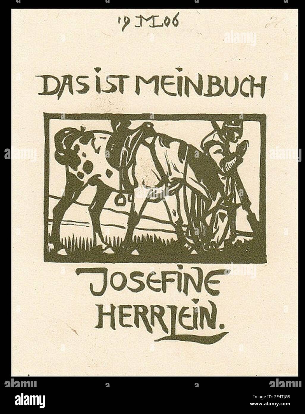 Maximilian Liebenwein Exlibris Josefine Herrlein. Stockfoto
