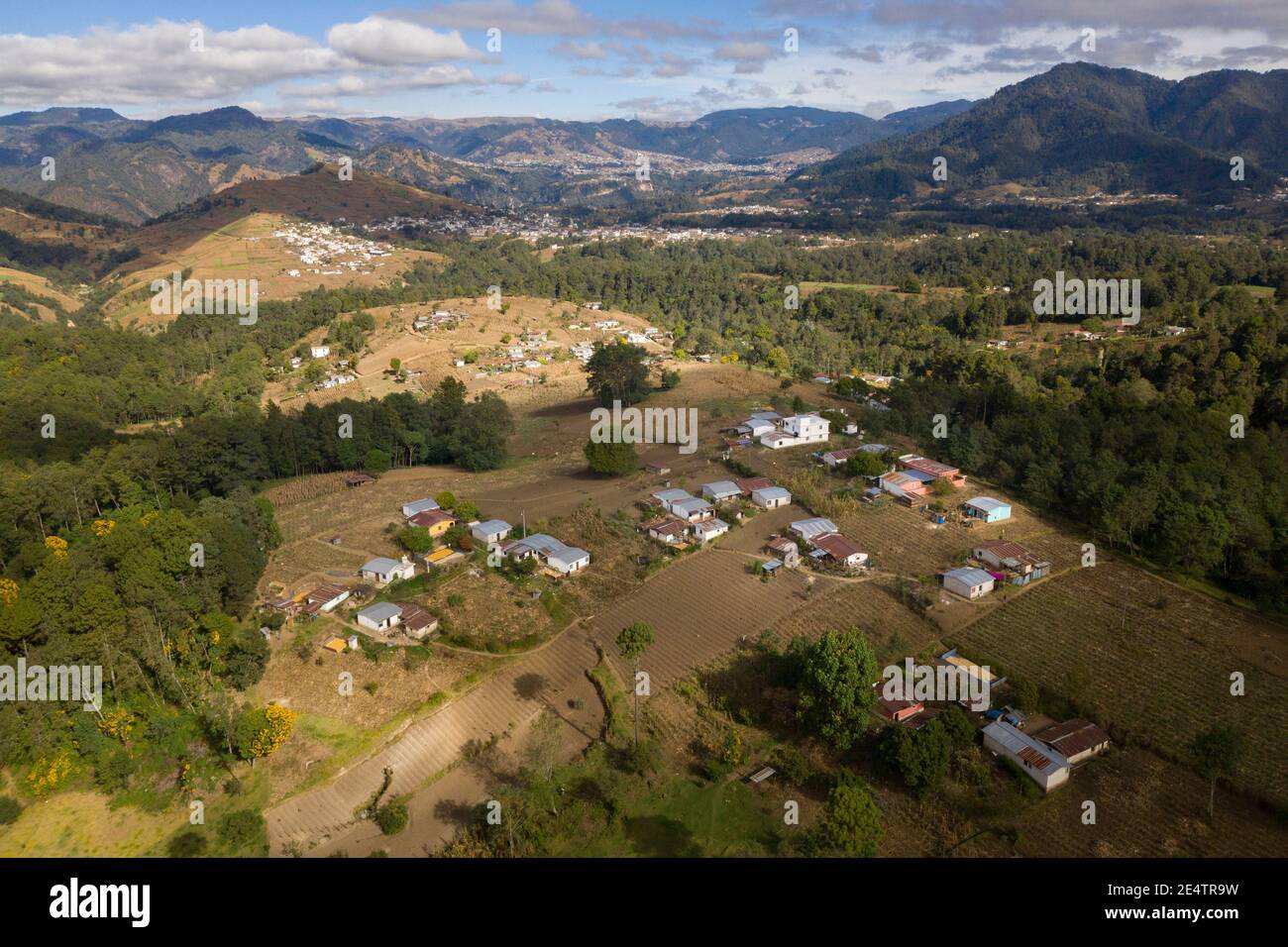 Luftaufnahme der Stadt Western Highlands in Guatemala, Mittelamerika. Stockfoto