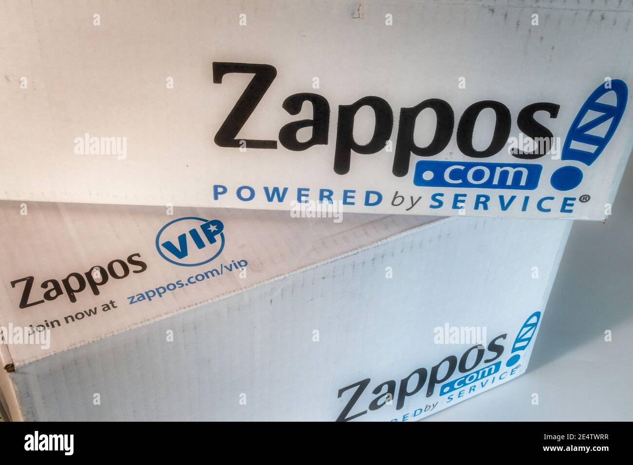 Zappos.com ist ein Online-Schuh- und Bekleidungshändler, der kostenlosen Versand und Rücksendungen bietet, USA Stockfoto