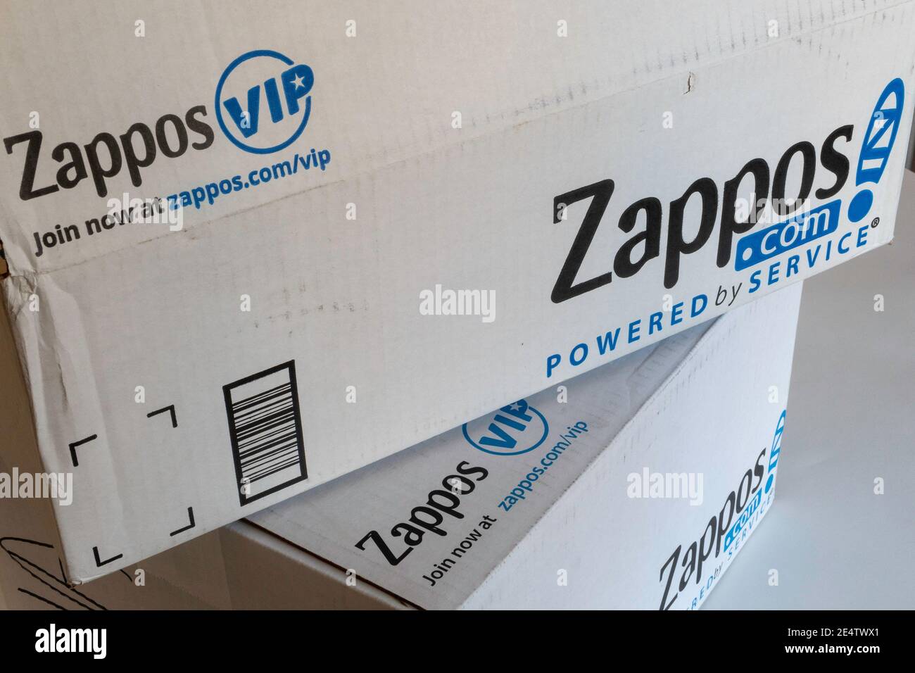 Zappos.com ist ein Online-Schuh- und Bekleidungshändler, der kostenlosen Versand und Rücksendungen bietet, USA Stockfoto
