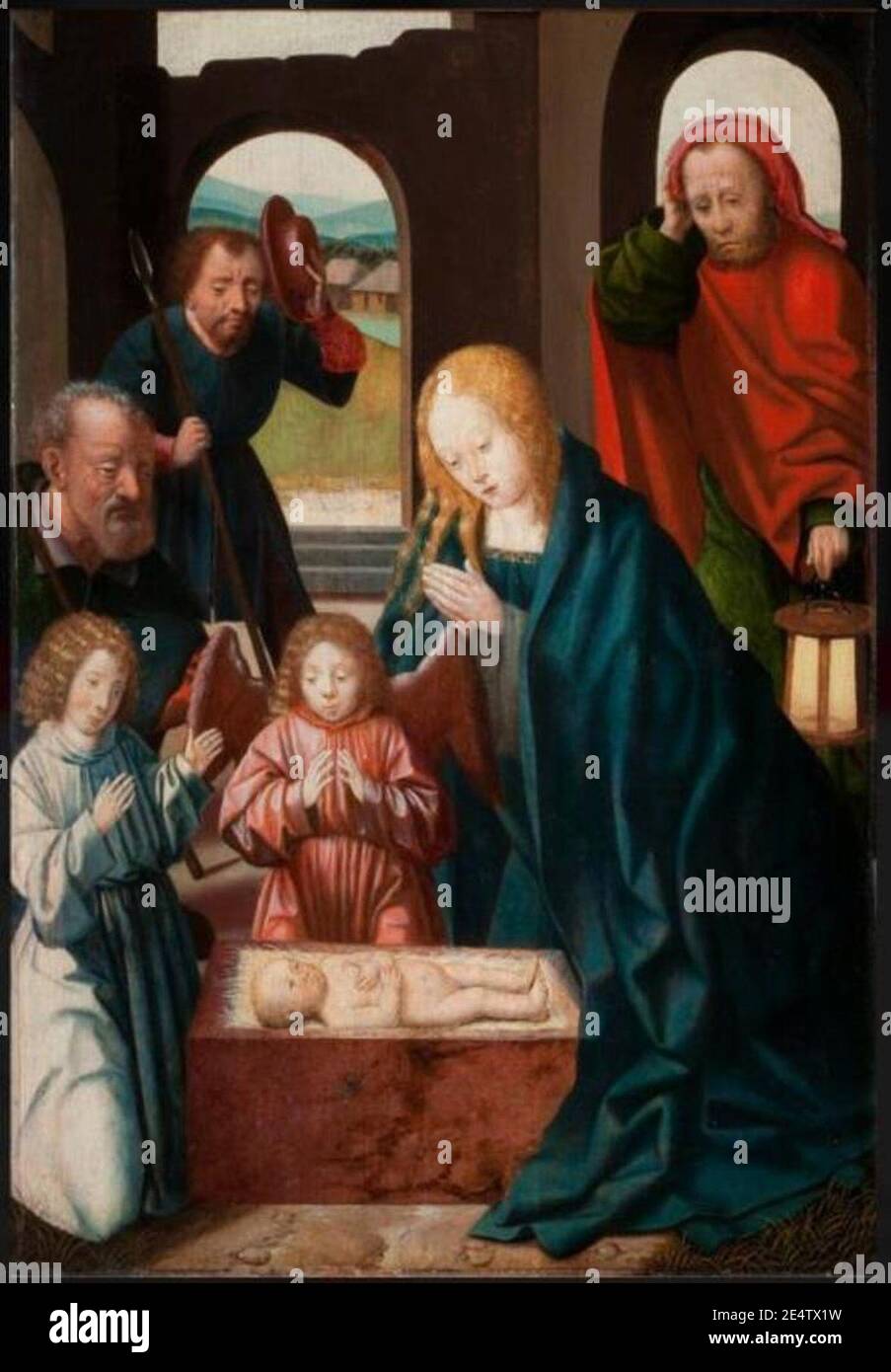 Meester van de Triptiek van Morrison - De aanbidding van De Herders - ABM s355 Stockfoto