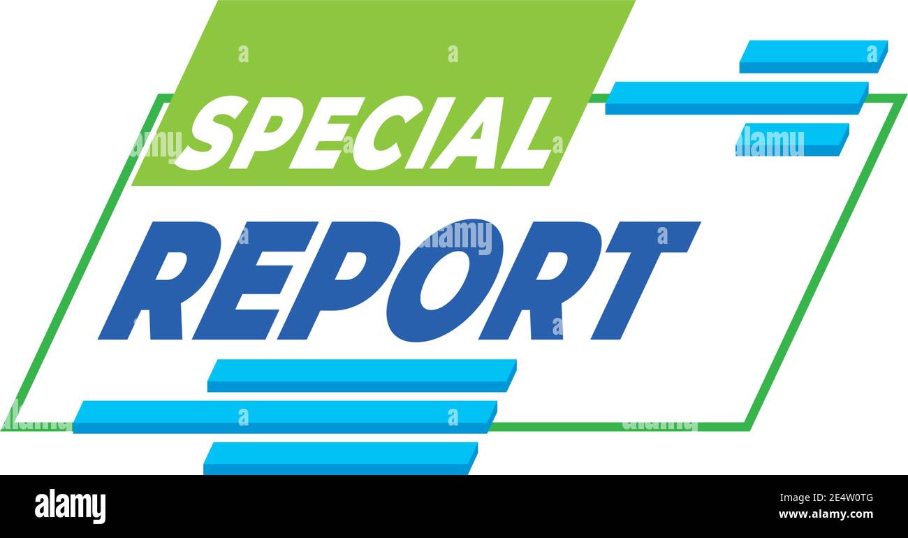 Special Report News Banner Design, Technologie Kanal Kommunikation und tv-Thema Vektor Illustration Stock Vektor