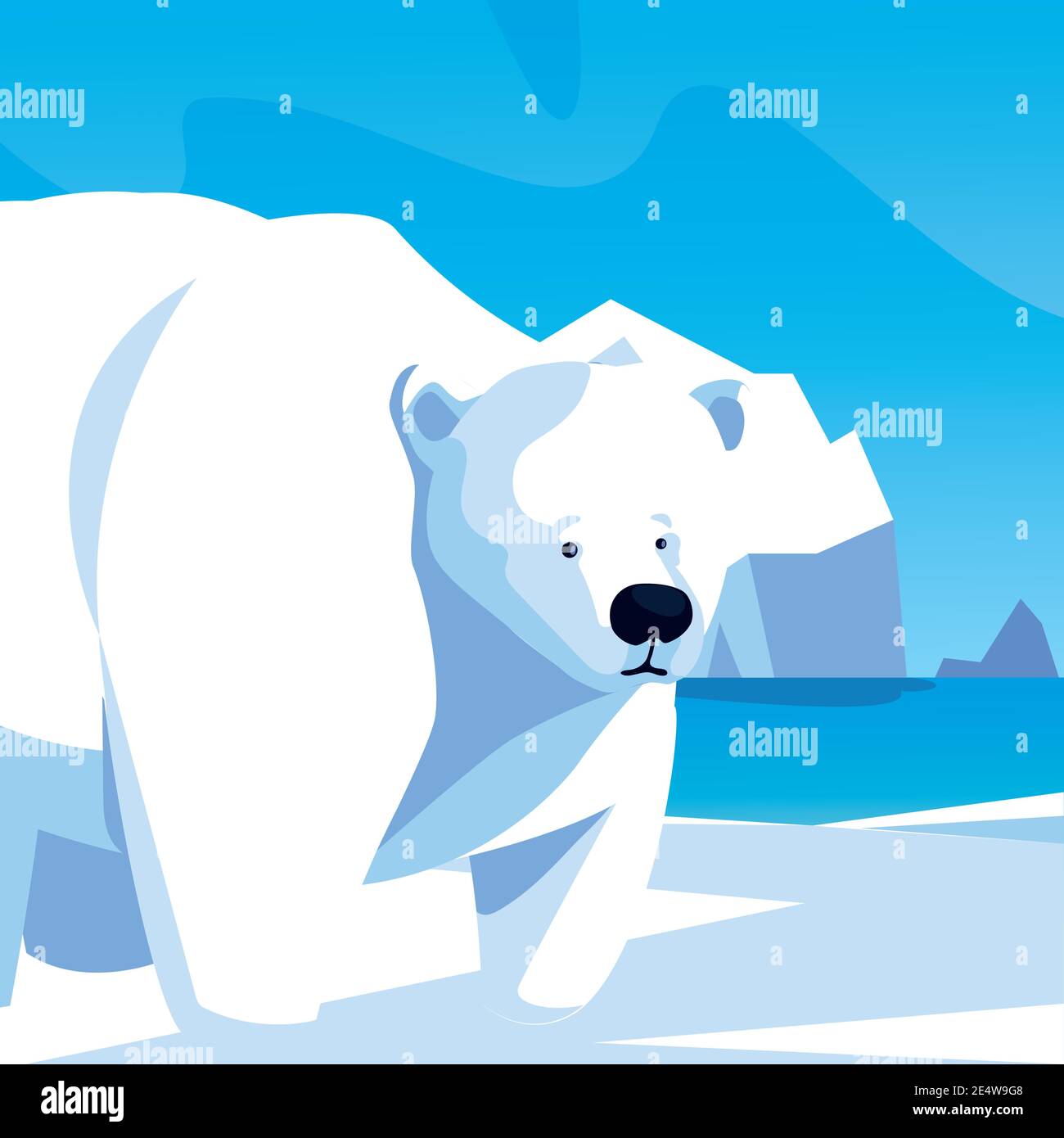 Niedliche Eisbär zu Fuß Eisberg Nordpol Vektor Illustration Stock Vektor