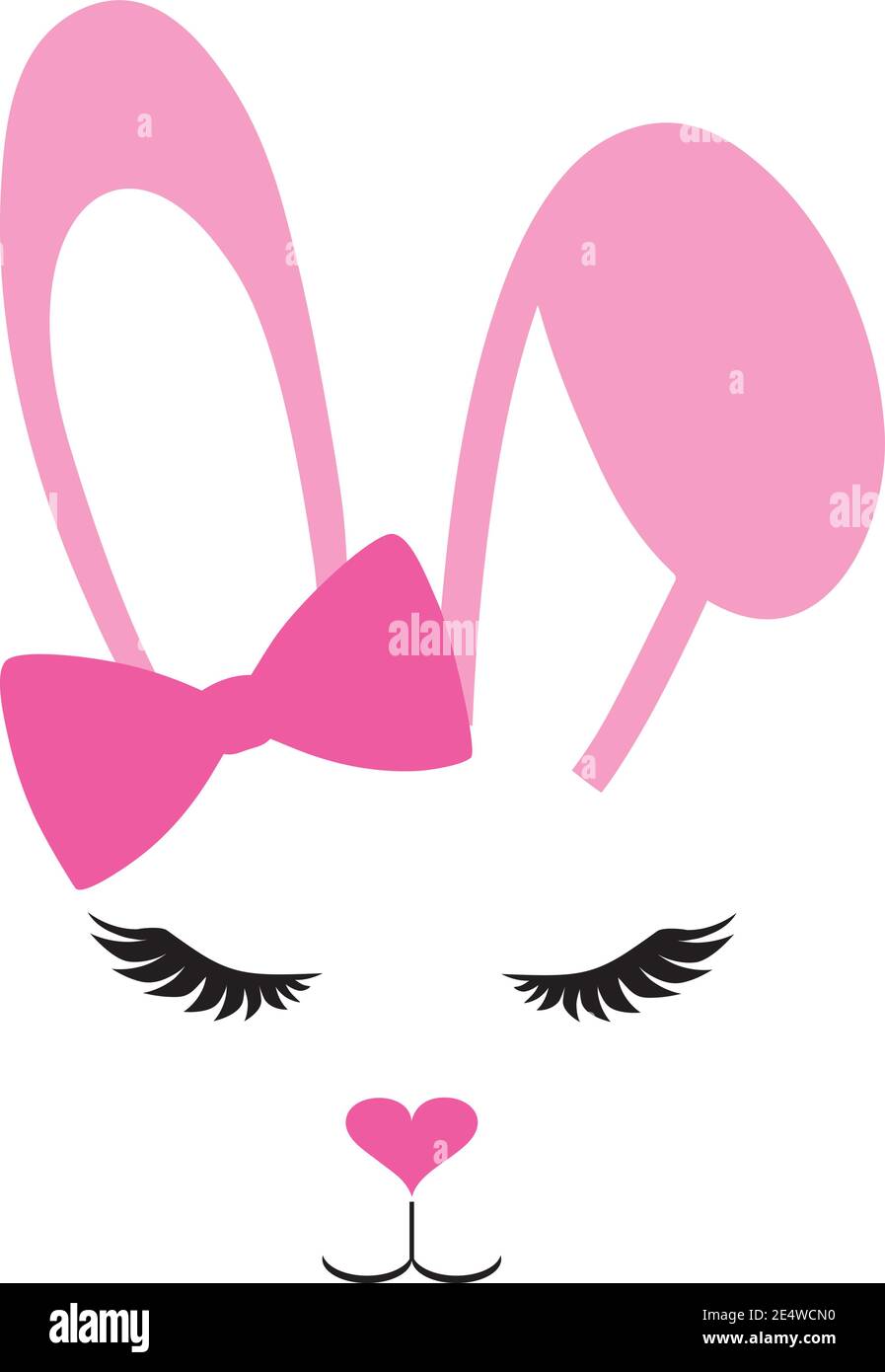 vektor-Illustration eines rosa Hasen mit langen Wimpern und einer Schleife. Stock Vektor