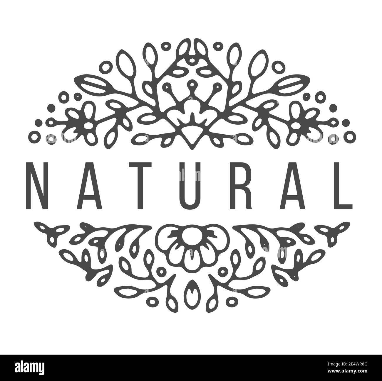 Bio-und Naturprodukt Etikett mit Pflanzen Stock Vektor