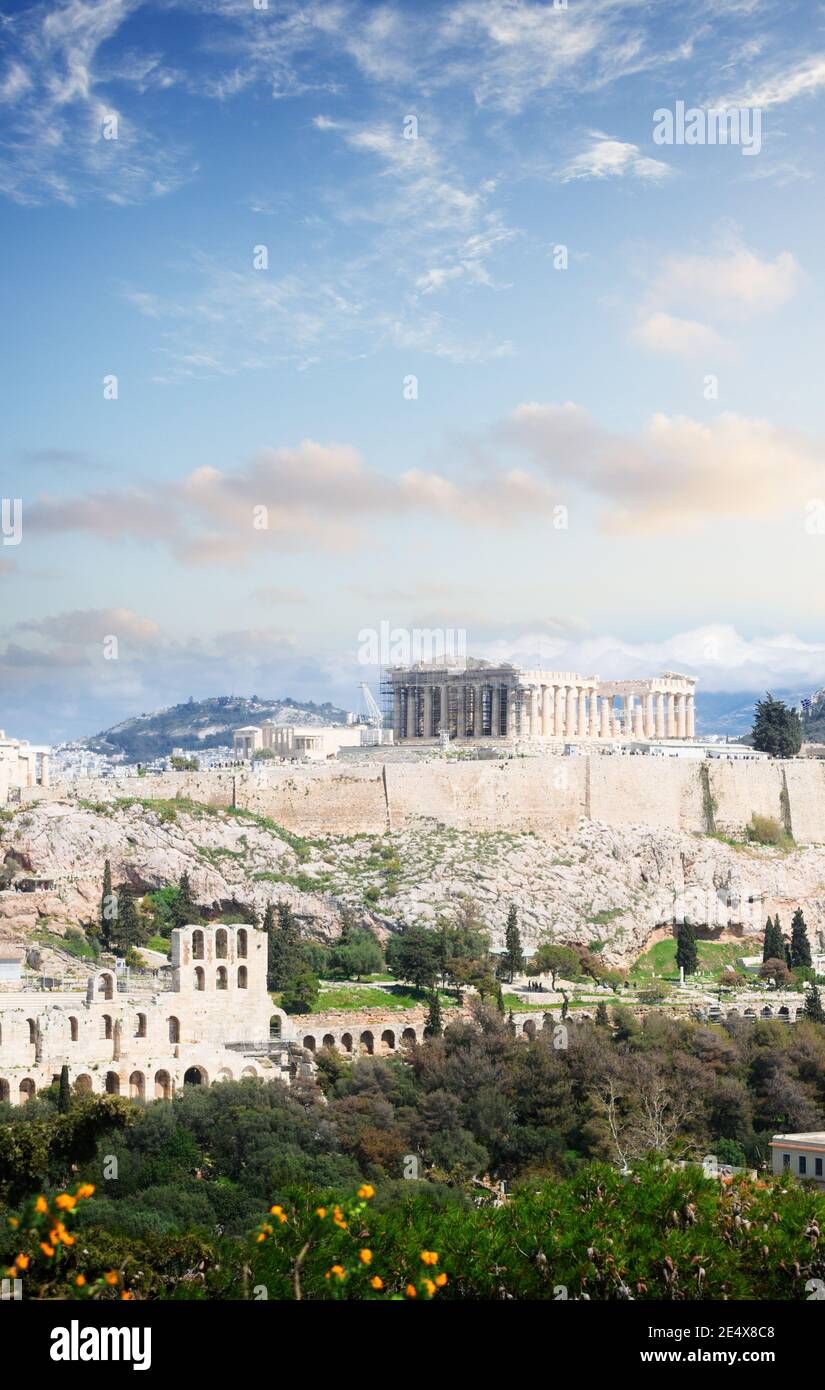 Berühmte Skyline von Athen, Griechenland Stockfoto