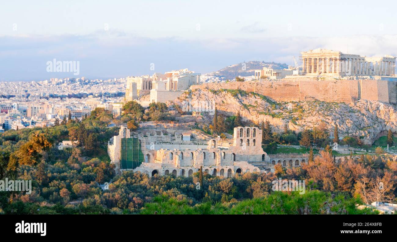 Berühmte Skyline von Athen, Griechenland Stockfoto