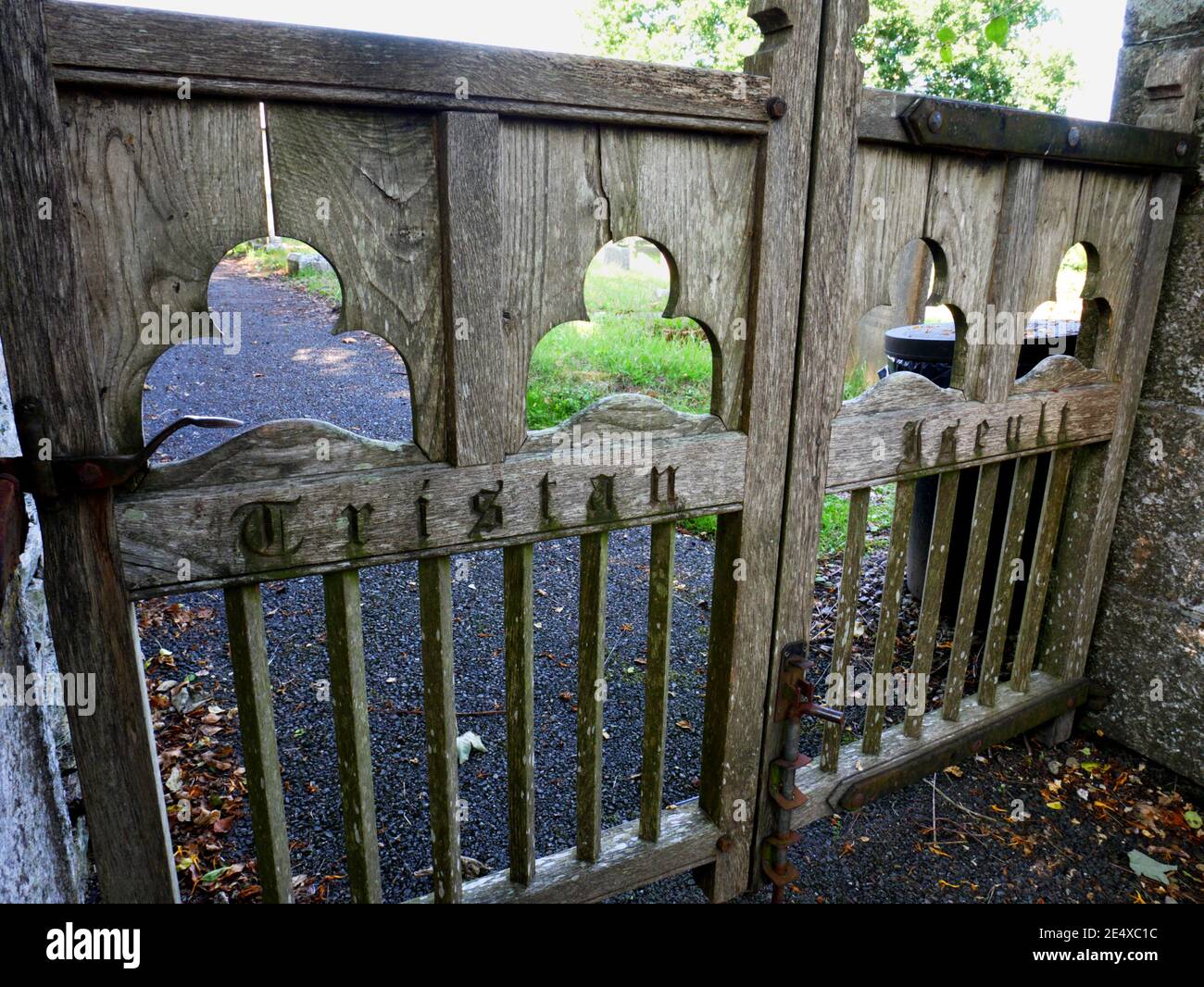 Churchyard Gates, St. Sampson, Golant, Cornwall. Legende von Tristan und Iseult. Stockfoto