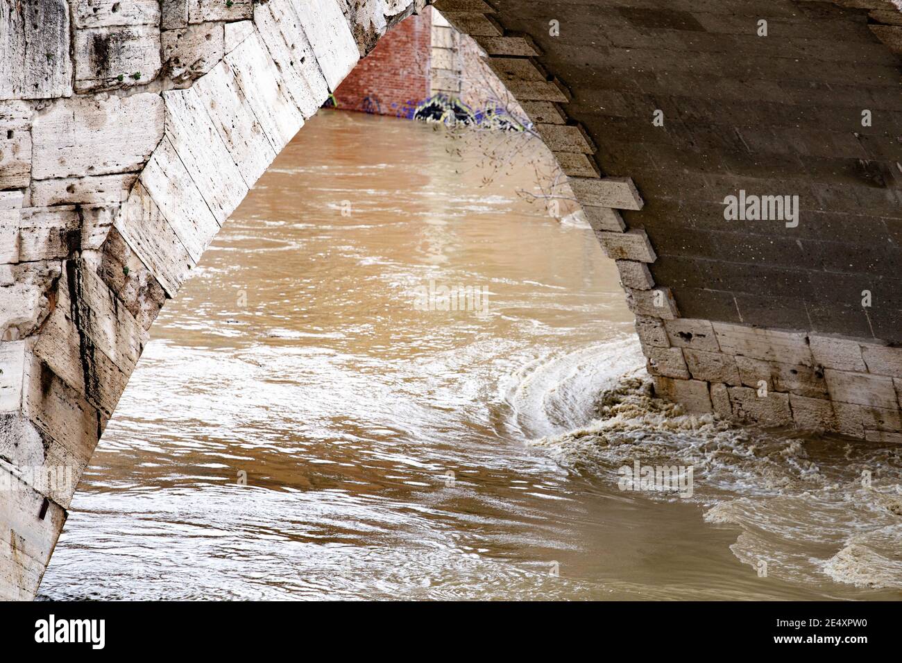 Tevere in piena 25/01/2021 Stockfoto