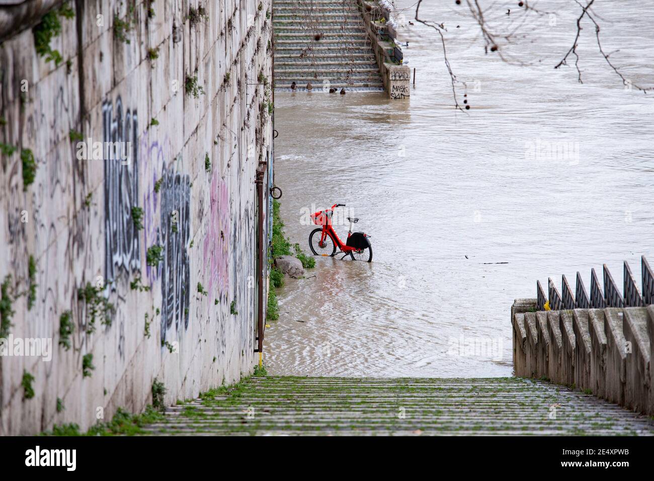 Tevere in piena 25/01/2021 Stockfoto